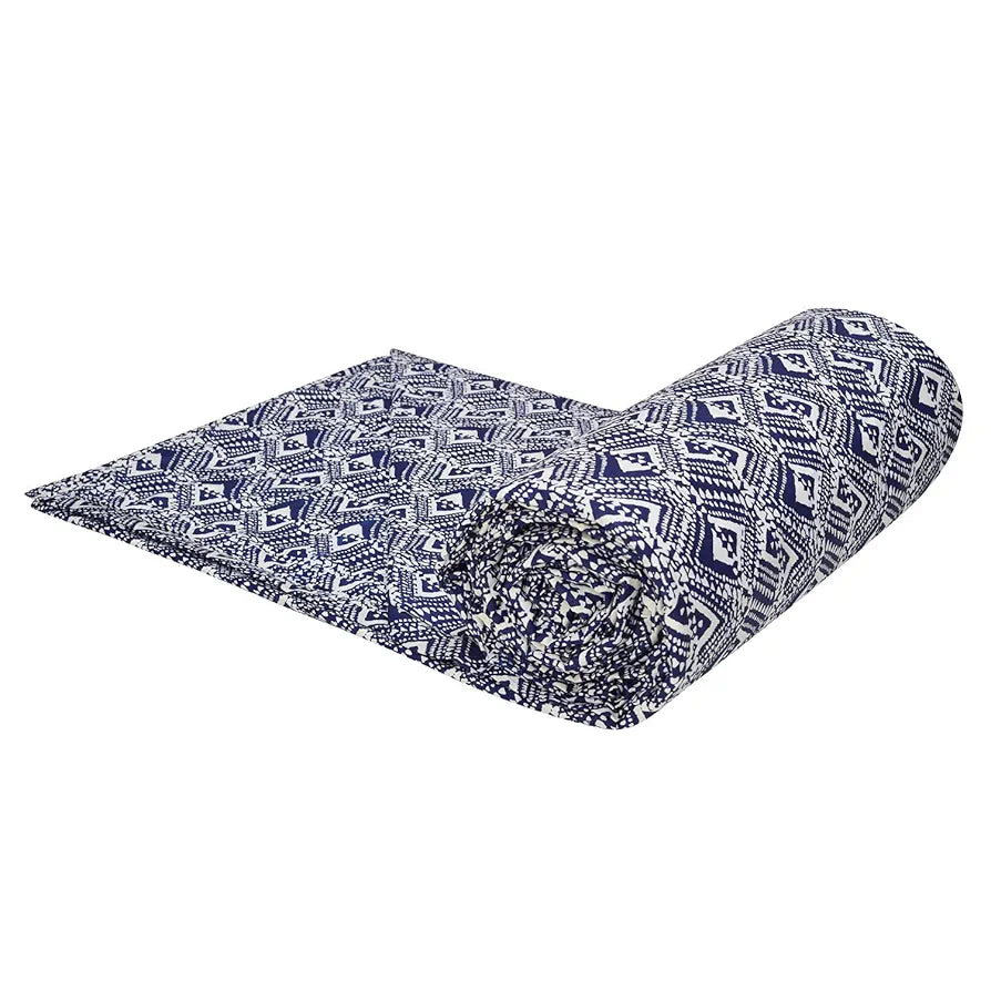 Trance Home Linen 150 GSM Pure Cotton Reversible Dohar Single Bed Size Ac Blanket Comforter Soft Light-Weight Bed Blanket 56 X 88 Inch Colour Navy Blue Abstract