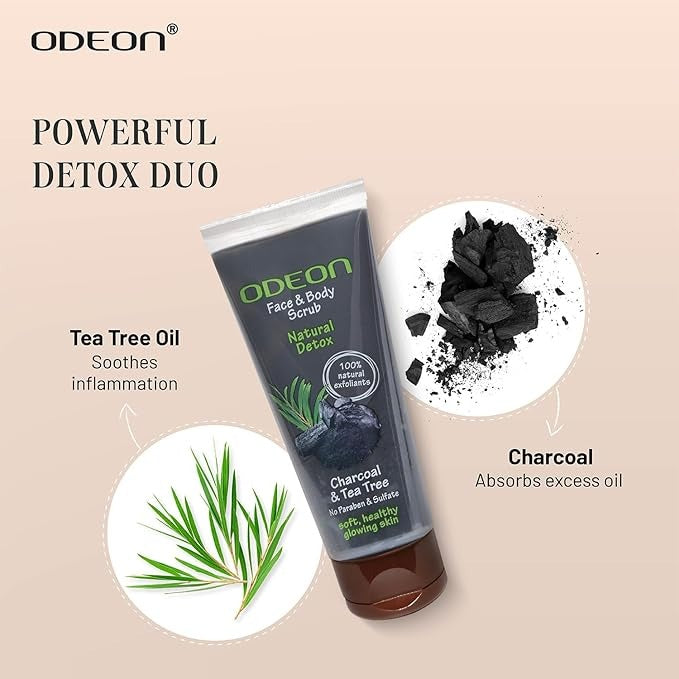 Odeon Charcoal & Tea Tree Oil Body Scrub - 100 ml