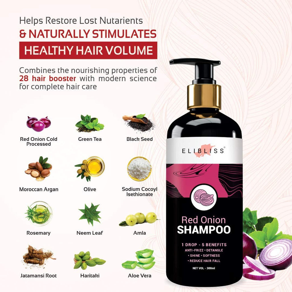 Eliblss Red Onion Hair Shampoo - 300 ml (Pack of 3)