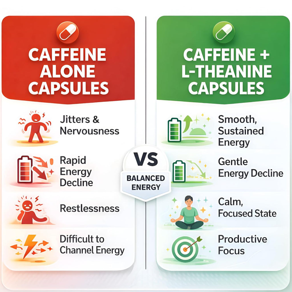 Suplee Caffeine 200mg & L-Theanine 200mg, Focus & Alertness Support, Pre-Workout & Study Aid, 60 Veg Capsules