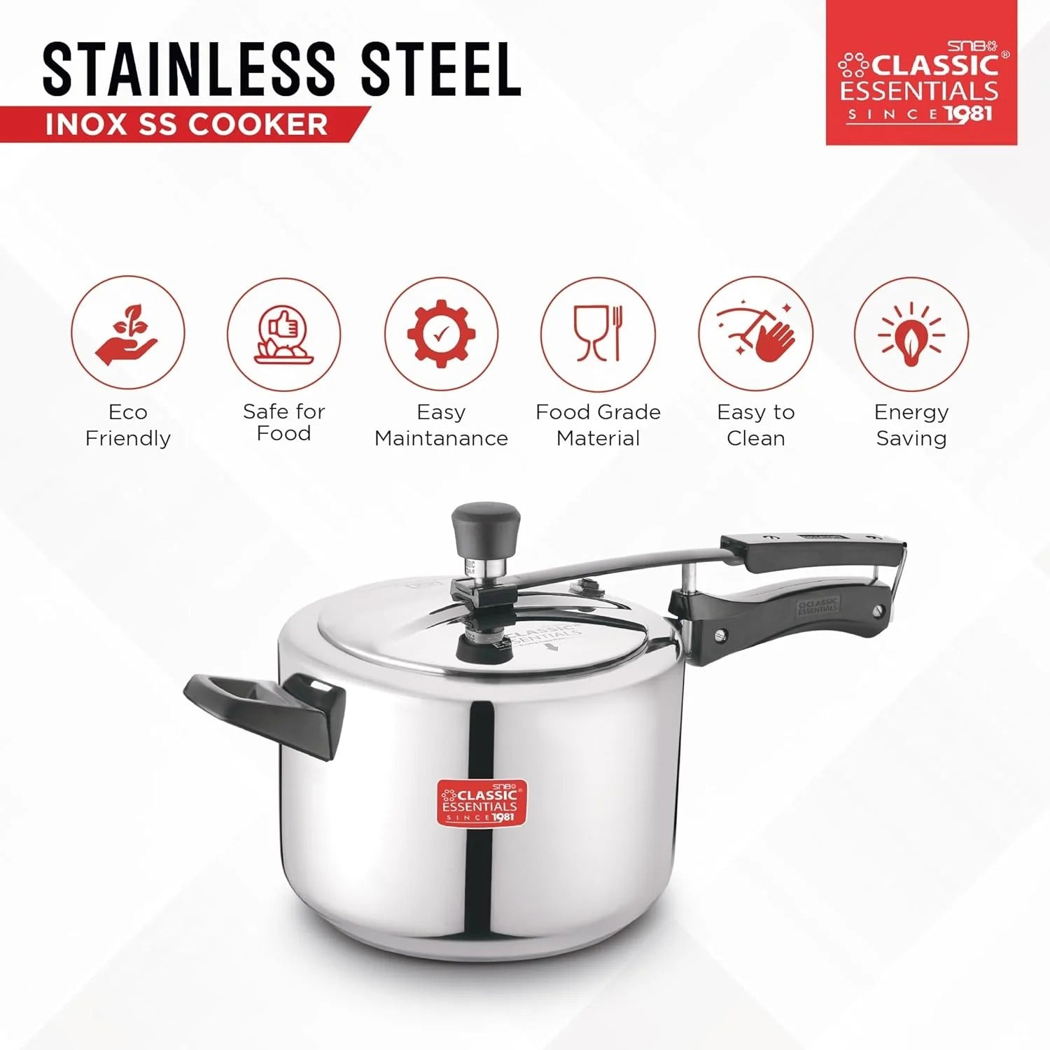 Classic Essentials Inox ProChef Stainless Steel Inner Lid Induction Pressure Cooker 5L