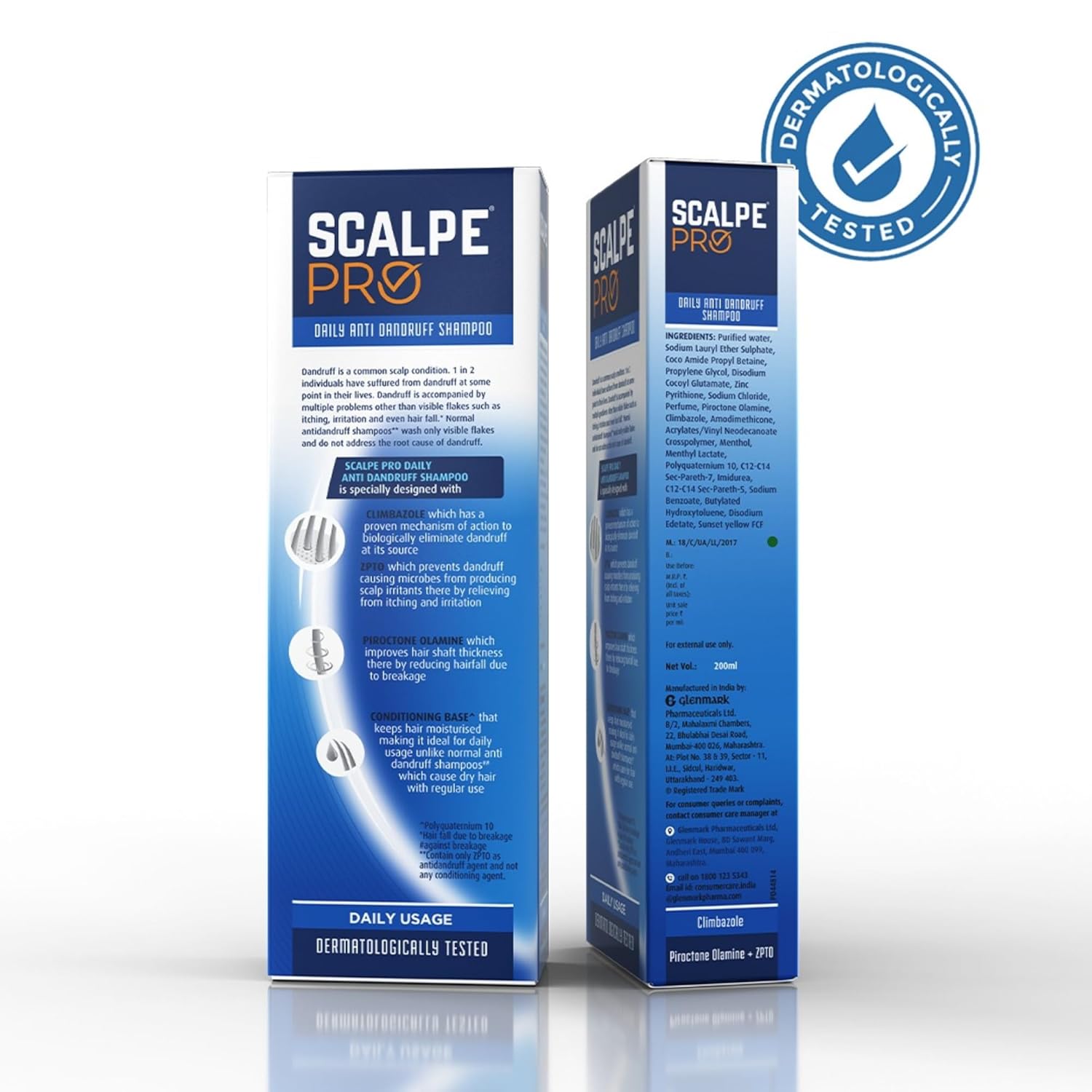 Scalpe Pro Daily Anti-Dandruff Shampoo | Removes Dandruff from Source | Prevents Itching & Irritation | Scalpe Science | Climbazole Formulation | Dermatologically Tested | For Women & Men | 200ml