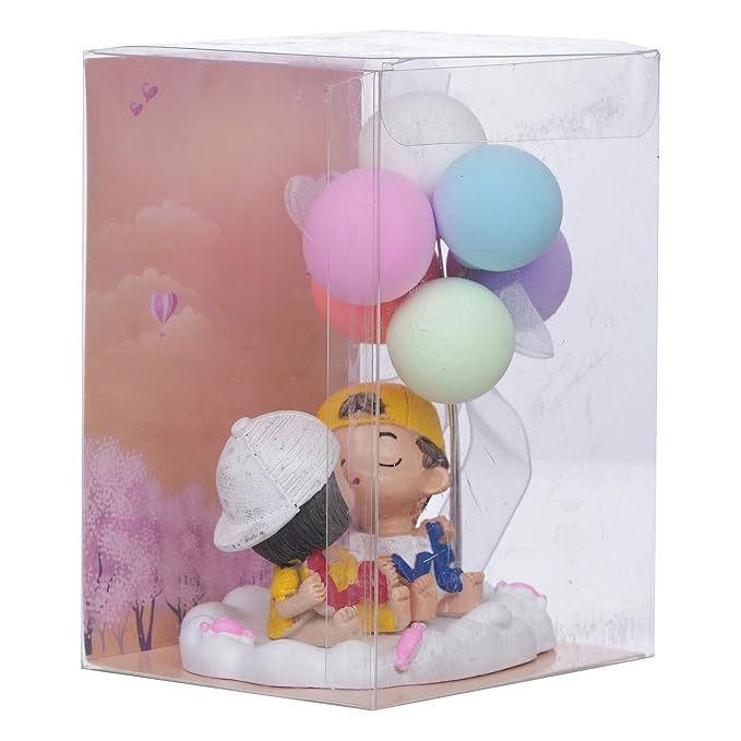 Ecraftindia Cute Couple Statue With Balloons Decorative Showpiece | Valentine Gift