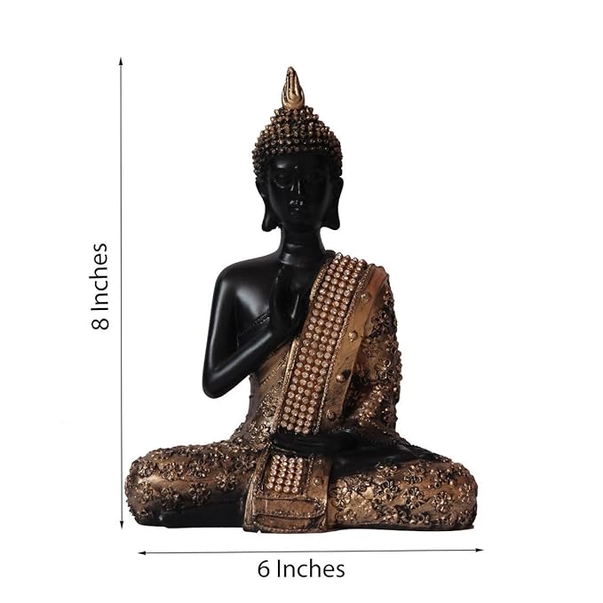 Ecraftindia Handcrafted Meditating Lord Buddha Polyresin Idol | Golden