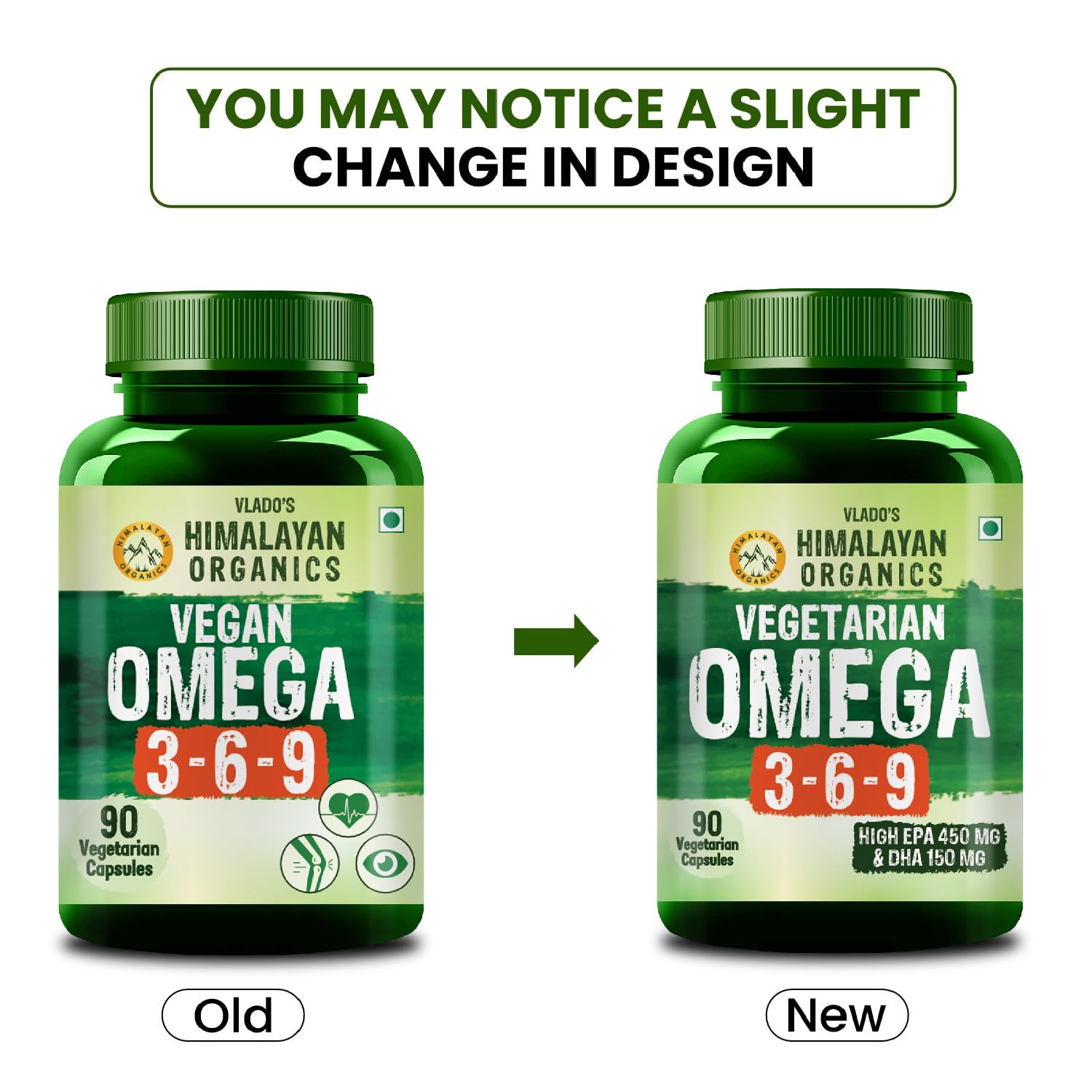 Vlado's Himalayan Organics Omega 3 6 9-2000mg/Serving I Vegetarian Omega 3 I Source from Flax Seed I Support Muscle,Bone,Heart & Skin - No Fish Burps Oil Used Capsules for Men & Women- 90 Capsules