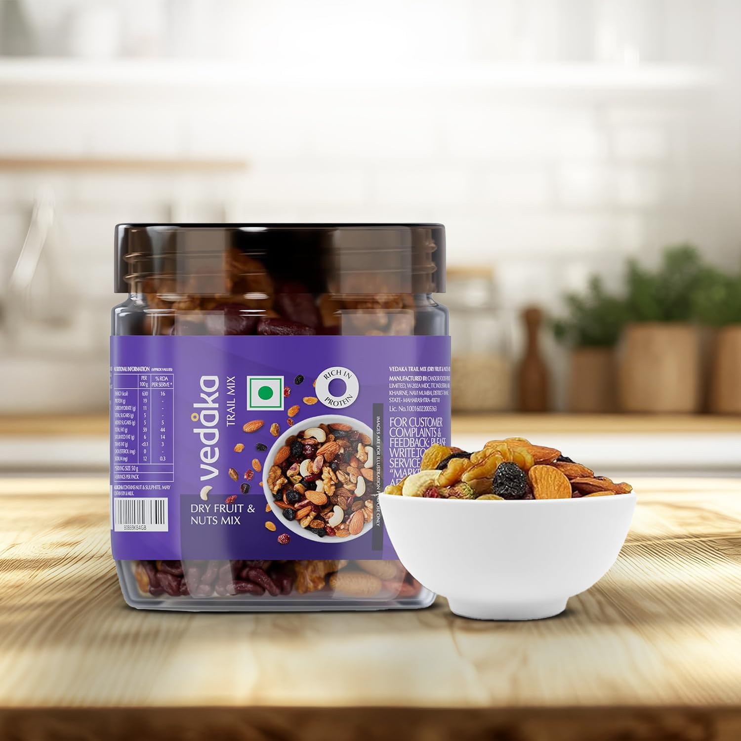 Vedaka Dry Fruits and Nuts Mix | 200 g | Almond, Cashew, Walnut, Pistachio, Cranberry and Raisin | Healthy Snacking
