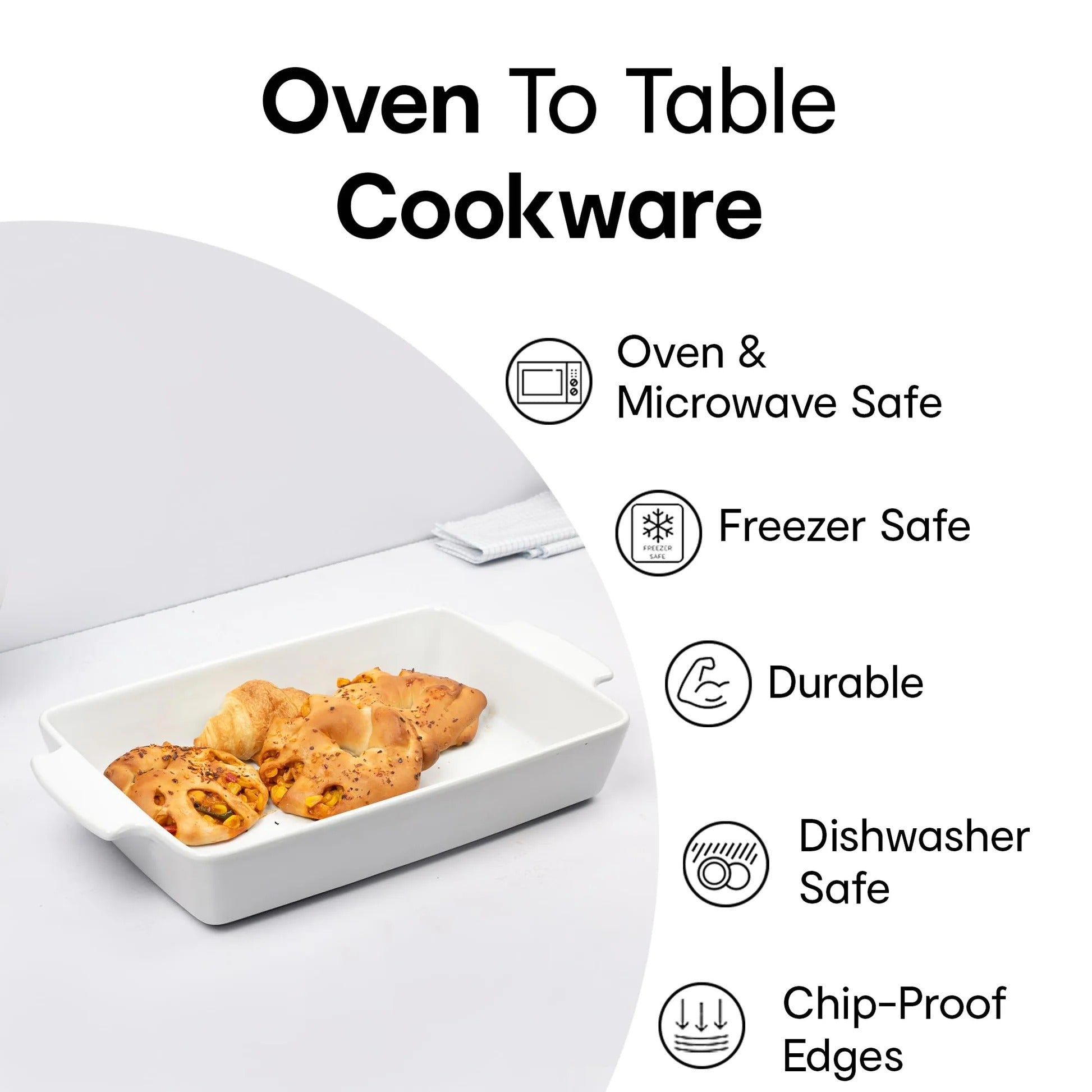 Anko White Rectangular Stoneware Baking Tray Oven Dishwasher Microwave Safe 6.7x43x24.5cm