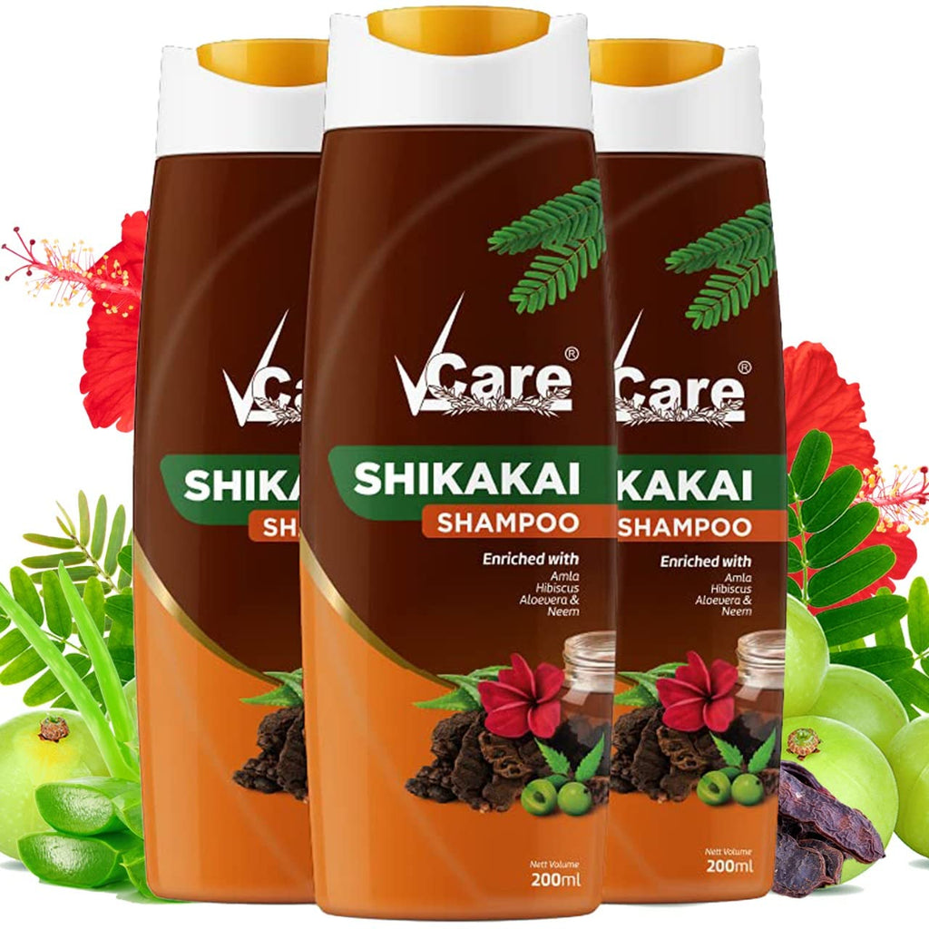 VCare Shikakai Shampoo - 200 ml (Pack of 3)
