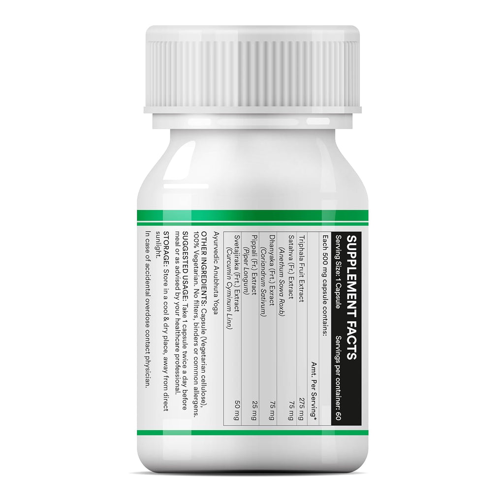 INLIFE Digestion Support Supplement | Triphala, Satahva, Dhanyaka, Pippali, Svetajiraka for Healthy Digestive Support | For Men and Women - 60 Vegetarian Capsules