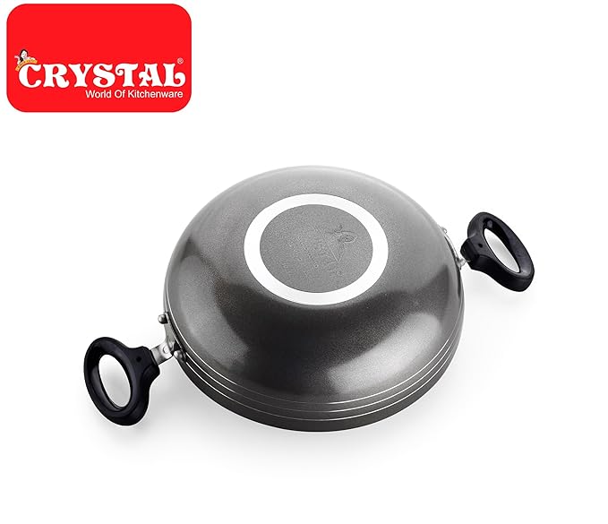 Crystal Classic Series Non-Stick Kadai with Steel Lid| 225 mm - 732 gms