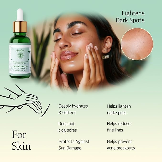 Indulgeo Essentials Cold Pressed Grapeseed Oil - 30 ml