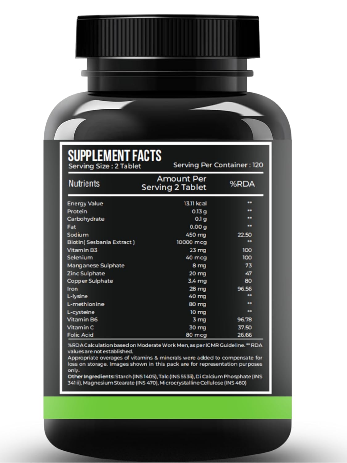 Nutrasium Biotin 10,000 mcg with multivitamin & Minerals | For supports Hair Growth | For Control Hair fall, Hair damge & Hair splitting | 120 tablets