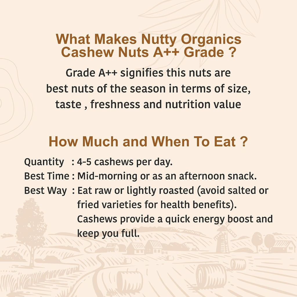 Nutty Organics Whole Cashew Nuts 250 Gm | Hand Selected Jumbo | Nutritious & Delicious Nuts | Natural & Crunchy | Healthy Dry Fruit Snack