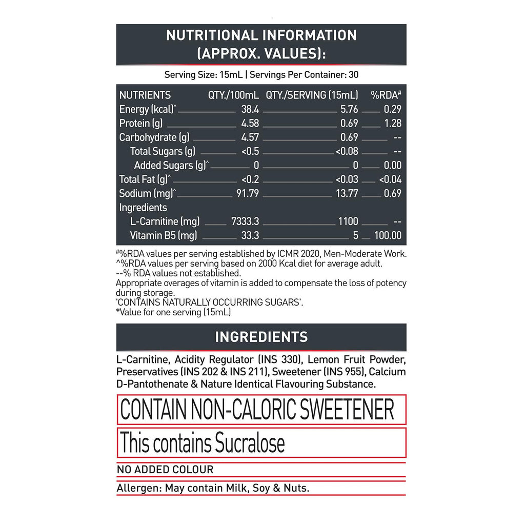 MuscleBlaze Liquid L-Carnitine 1100 Mg (450 Ml,30 Servings)|Converts Fat Into Energy,1 Count