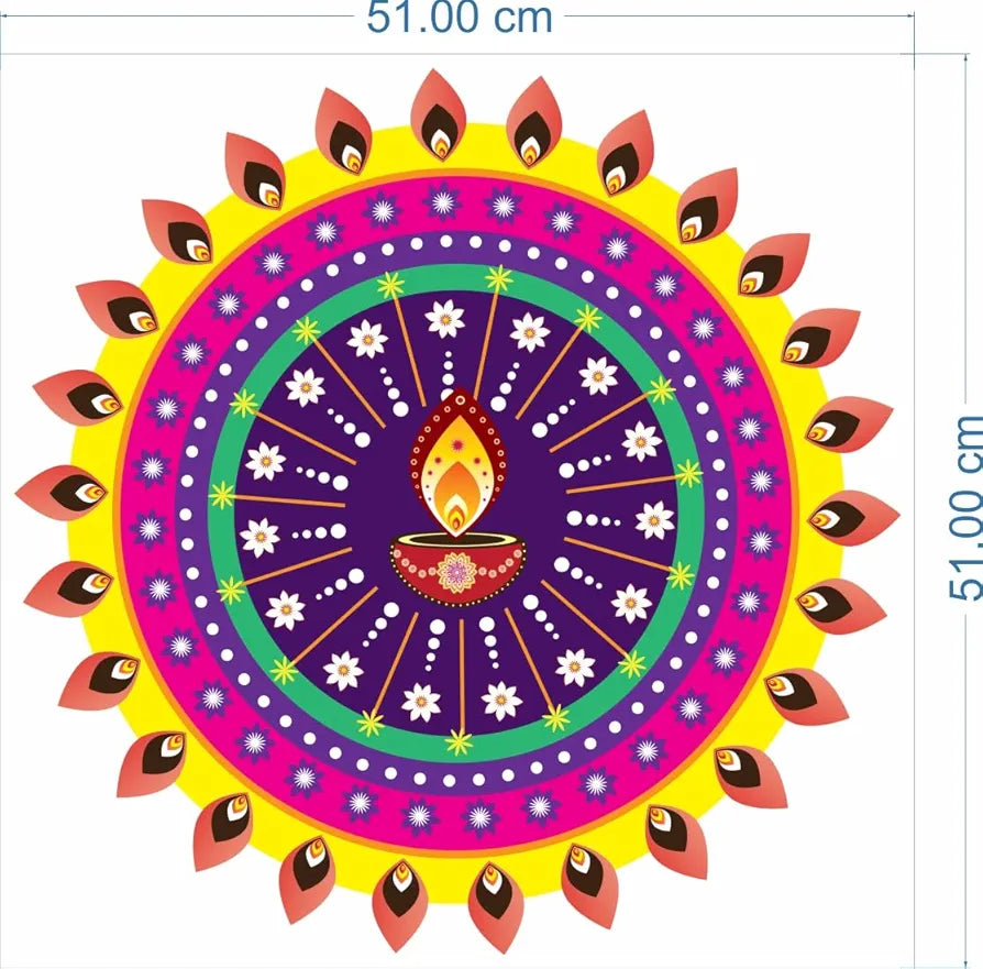 Rangoli Vinyl Wall Sticker Self-Adhesive Wall Decor Parent 2 Design-10