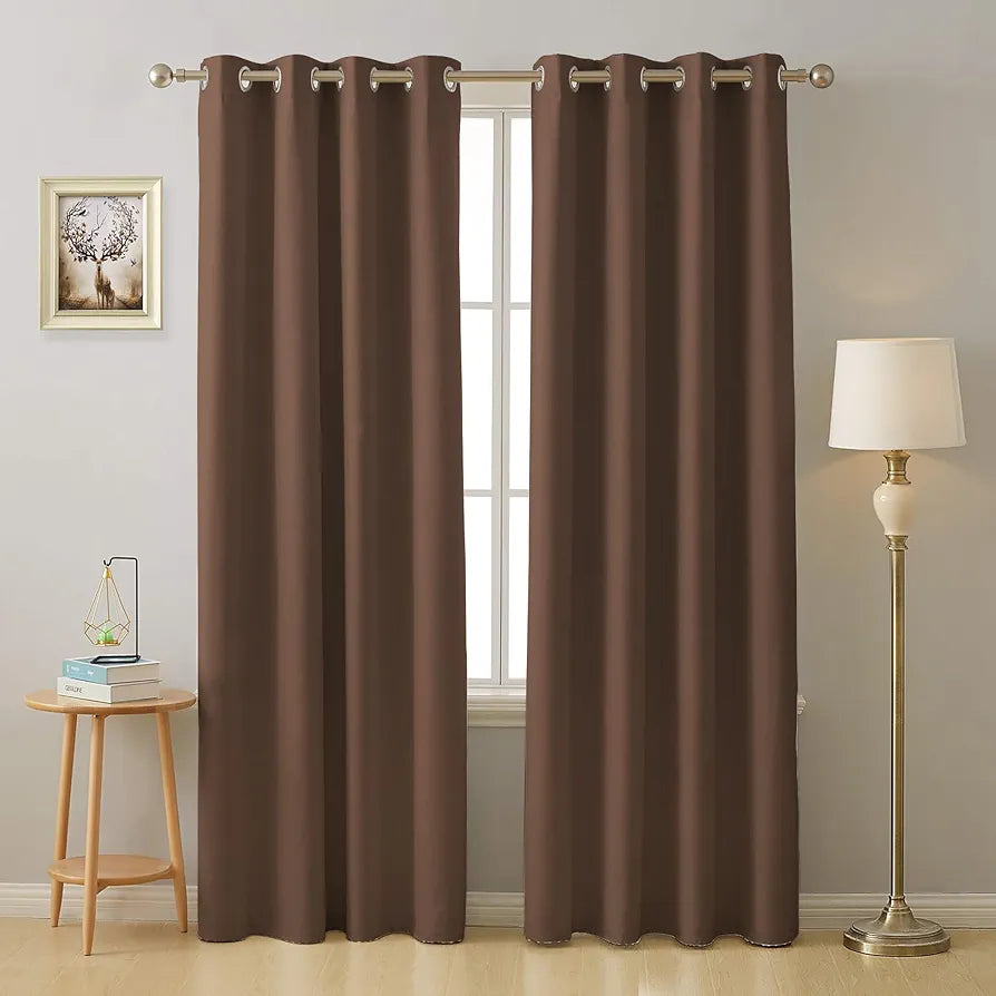 Cloth Fusion Blackout Door Curtains 9 Feet Long Set of 2 Grommet Design Dark Brown