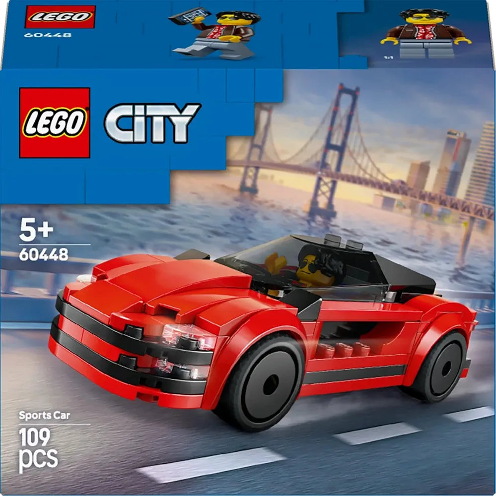 Lego City Red Sports Car Supercar Toy Vehicle Set 60448 Building Blocks Toys for 5+ Gift for Boys and Girls