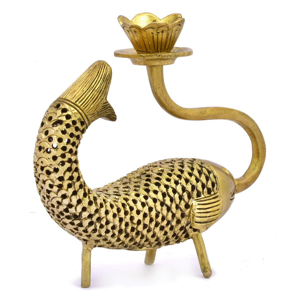 The Advitya Brass Fish Candle Stand