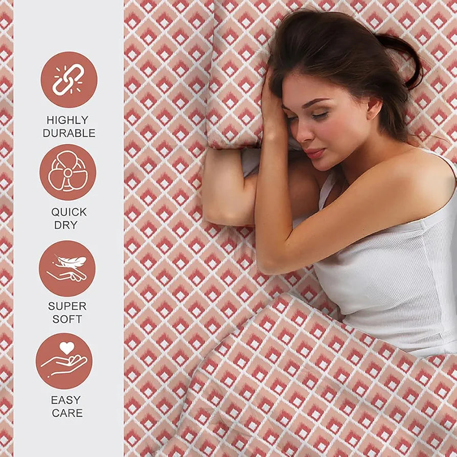 Layers Zen Cotton Blend King Bedsheet Set 1 King Cotton Bedsheet & 2 Pillow Covers Breathable & Anti-Wrinkle 225 CVC Peach