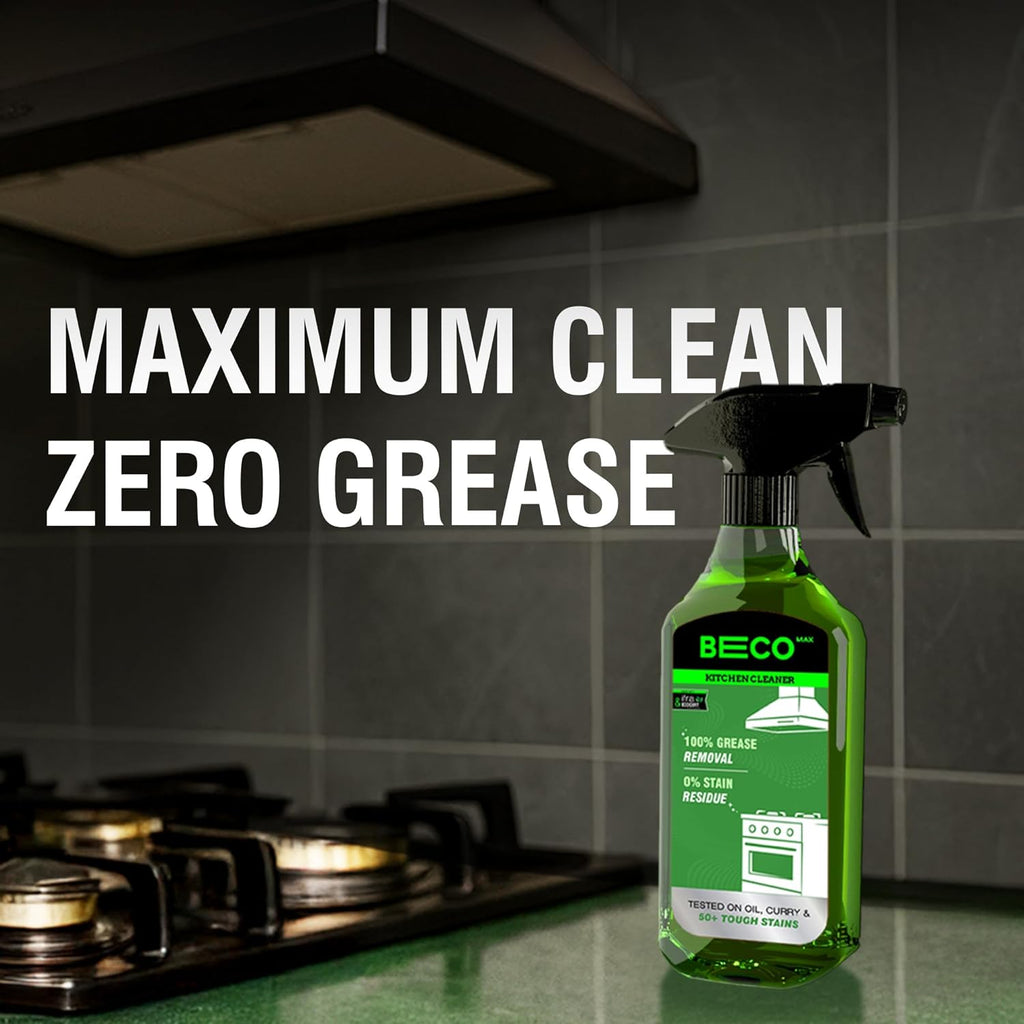 Beco Max | Kitchen Cleaner - 500 ml | Instantly removes Tough Greases, No stains or residue | Cleans in 60 seconds | Maximum cleaning power | Suitable for Counter Tops, Stoves, Chimneys