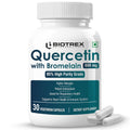 Biotrex Nutraceuticals Quercetin with Bromelain 600mg Better Respiratory Health | Antioxidant | Fights Allergies | Immunity & Cardiovascular Health - 30 Veg Capsules