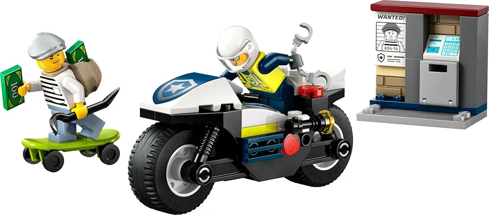 Lego City Police Motorcycle Chase Toy, Motorbike Set for Ages 4 and up 60455 Building Blocks Toys for 4+ Gift for Boys and Girls