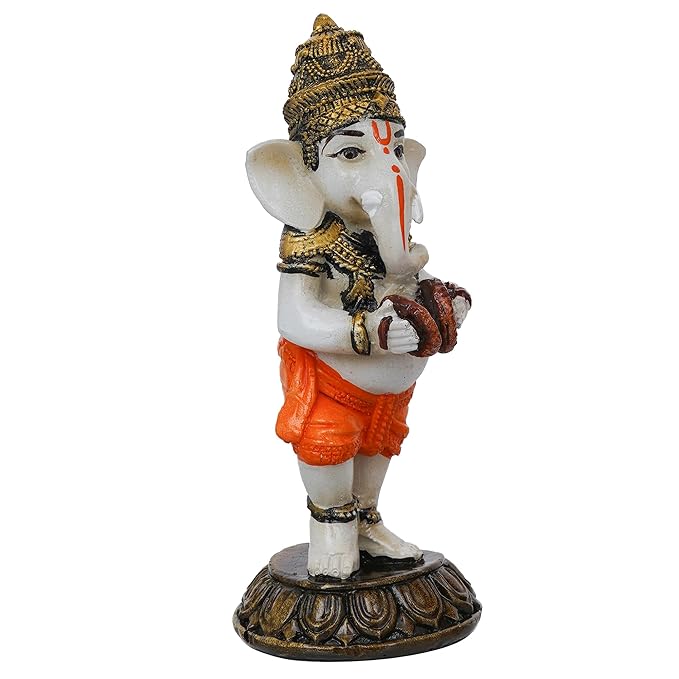 Ecraftindia Polyresin Standing Lord Ganesha Idol Playing Manjira Musical Instrument Statue Decorative Showpiece