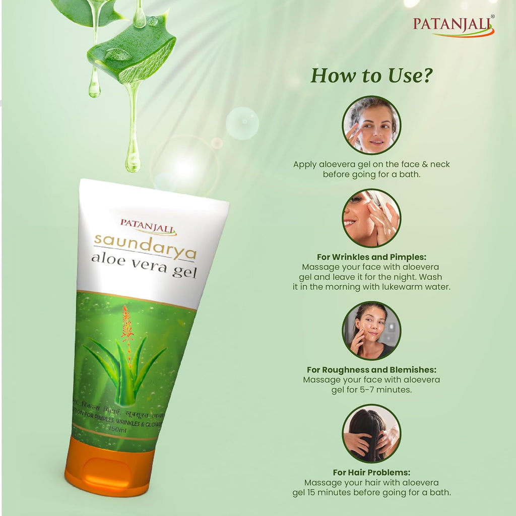 Patanjali Saundarya Aloe Vera Gel – 150 ml | Skin Hydration & Daily Care Gel