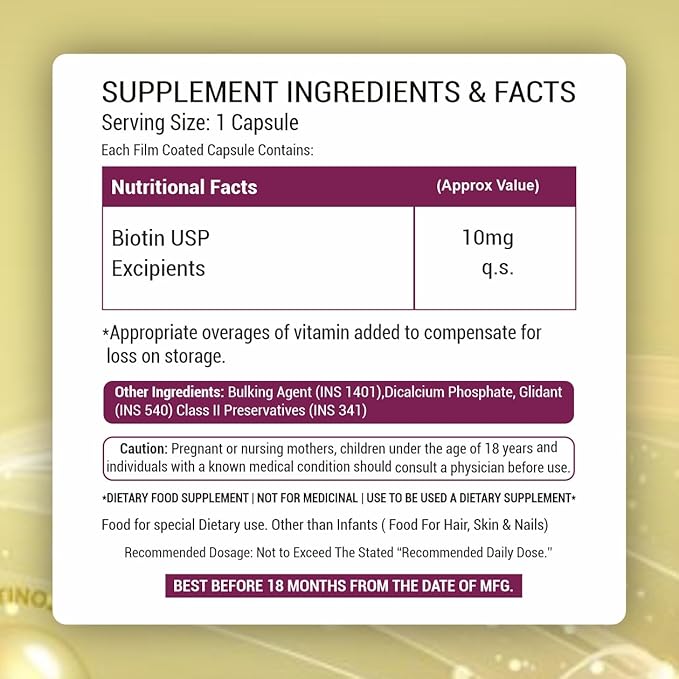 Prasatti Herbal Organic Plant Based Biotin - 90 Veg Caps