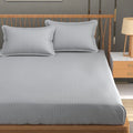 Homefab India 160 TC Stripe Glace Cotton Double BedSheet with 2 Pillow Covers Silver