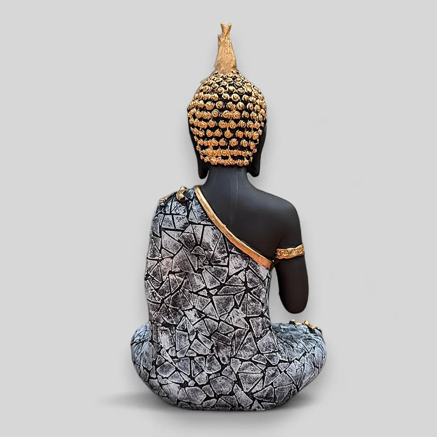 Neelaya Meditating Buddha Statue With Tealight Holder Polyresin Showpiece 28 Cm Black Grey