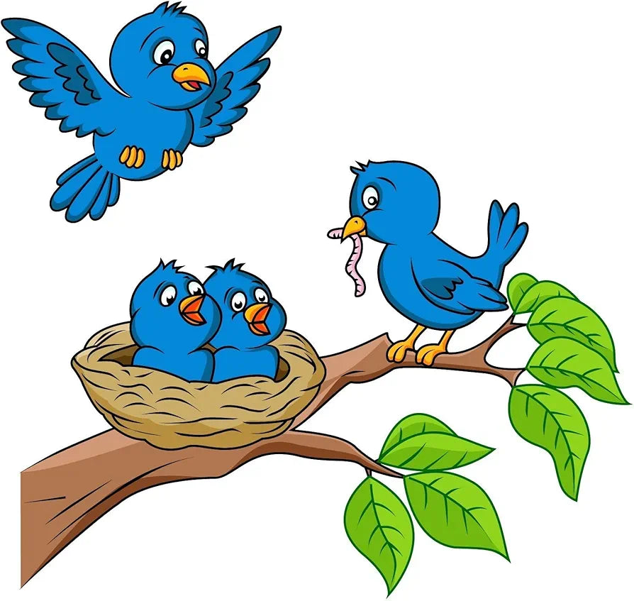 Decals Design Birds Feeding Wall Sticker Multicolour