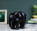 Indicast 8" Inch Abstract Black Elephant Sculpture Figurine Handicraft Home Desk Decor Geometric Resin Wildlife Statue | Black
