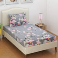 BSB HOME Premium Forever Modern Style Microfiber Floral Pattern 1 Single Size Bed bedsheet and 1 Pillow Cover Light Grey & White