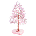 Zaicus Rose Quartz Heart Base Feng Shui Gemstone Bonsai Tree with Healing Crystals