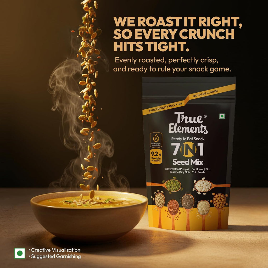 True Elements 7 in 1 Seeds Mix 250g - Complete Seed Blend | 24g Protein & 16g Fibre | High Fibre Super Seeds | Perfect for Oats, Smoothies & Healthy Snacking