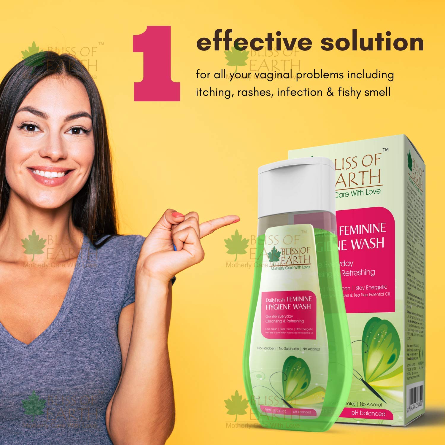 Bliss of EarthÂ® DailyFresh Feminine Hygiene Wash | 100ML | Enriched With Bliss of Earth Alcohol Free Witch Hazel & Australian Tea Tree Essential Oil | Great For Daily Intimate Care
