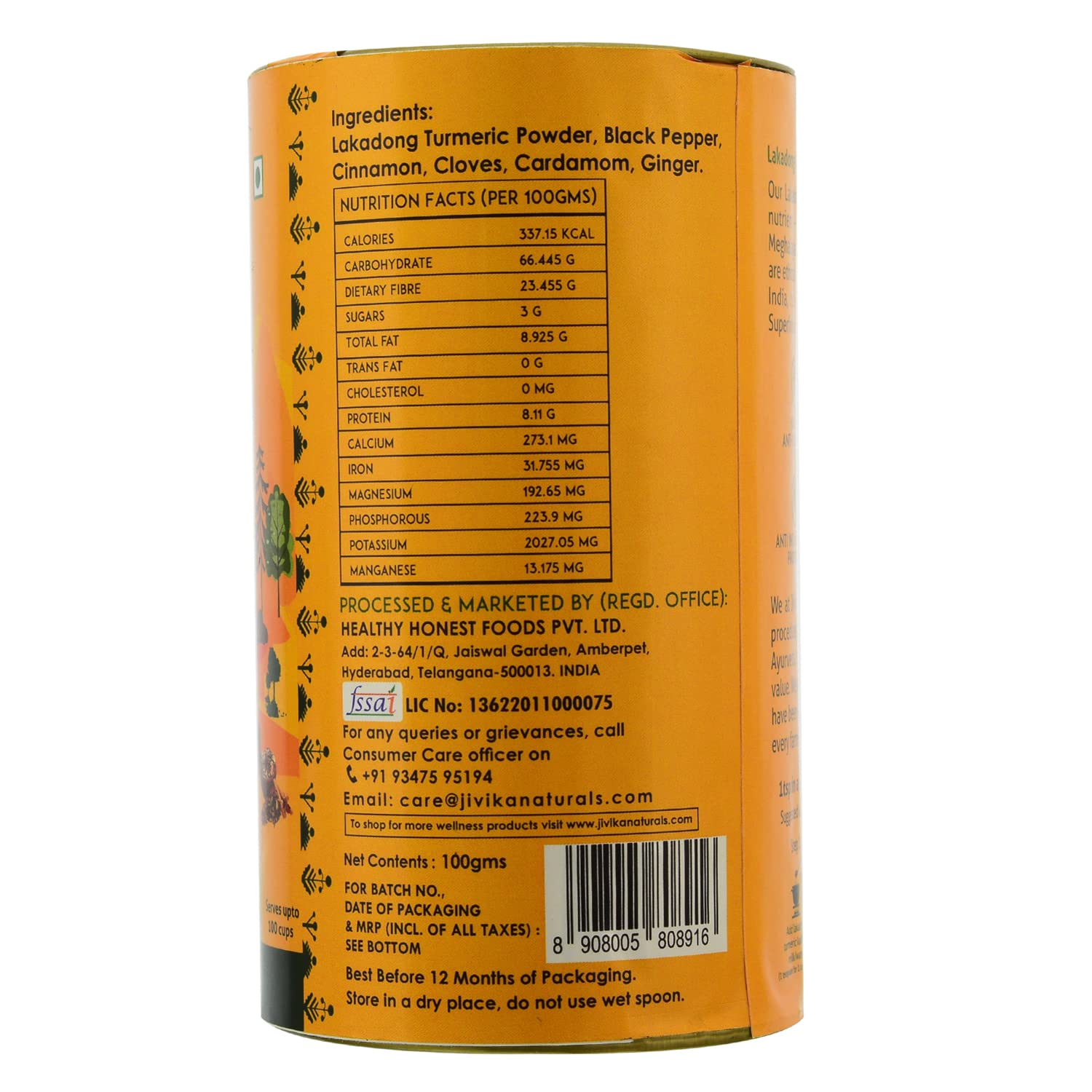 Jivika Naturals Lakadong Turmeric Haldi Kadha - 100 gms