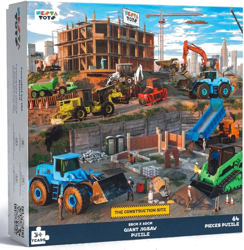 Nesta Toys Floor Puzzle & Game Construction Site & Vehicles, Jigsaw & Toddler Puzzles, Educational Toy, Gifts for Boys & Girls Ages 3, 4, 5, 6, 7