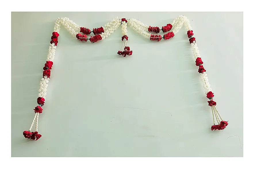 Artificial Jasmine and Roses Door Toran Double Line with Clustered/tassle stings