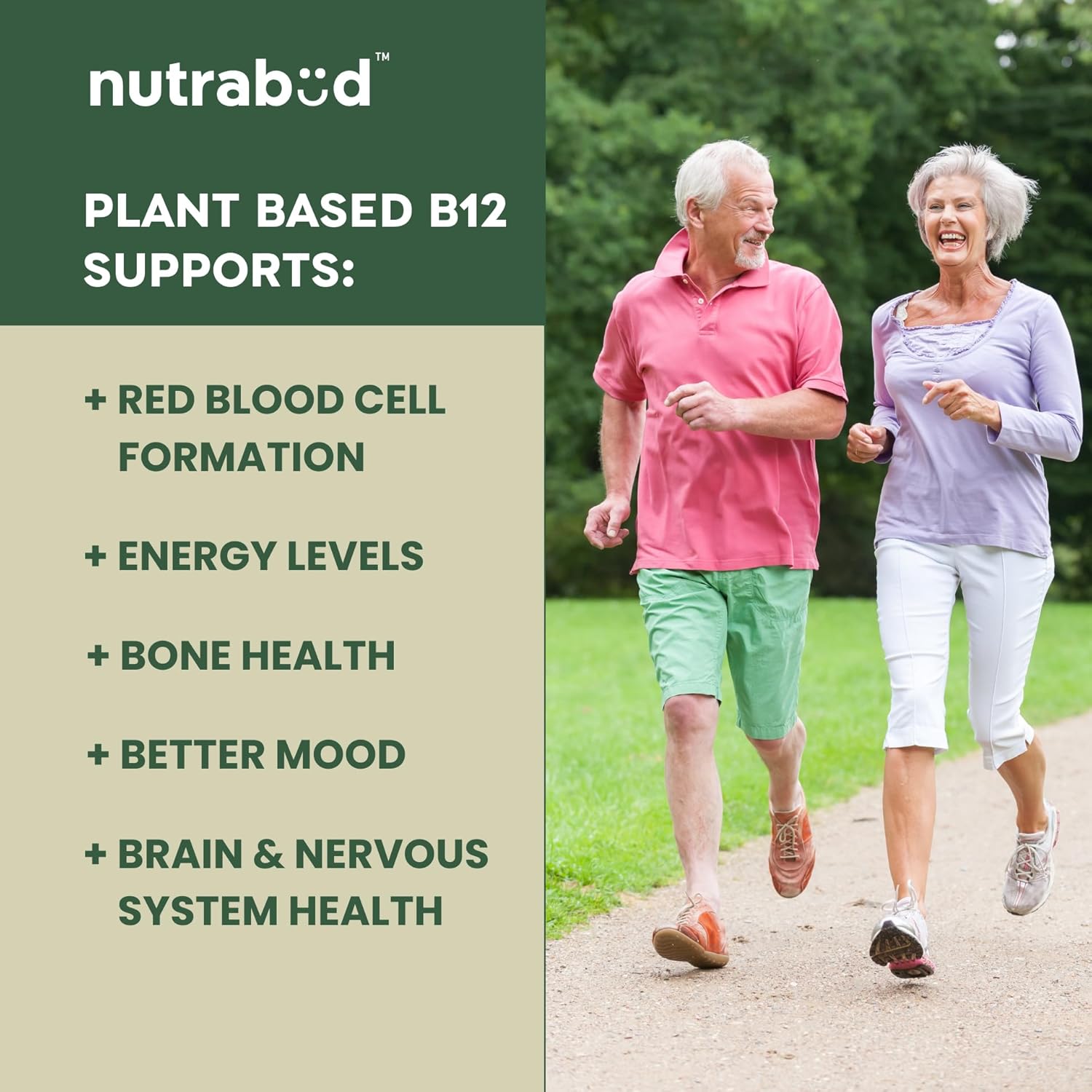 Nutrabud Organics Plant Based Vitamin B12 Supplement for Men, Women - 120 Capsules - 100% RDA of Natural B12 for High Absorption (120 Count (Pack of 1))