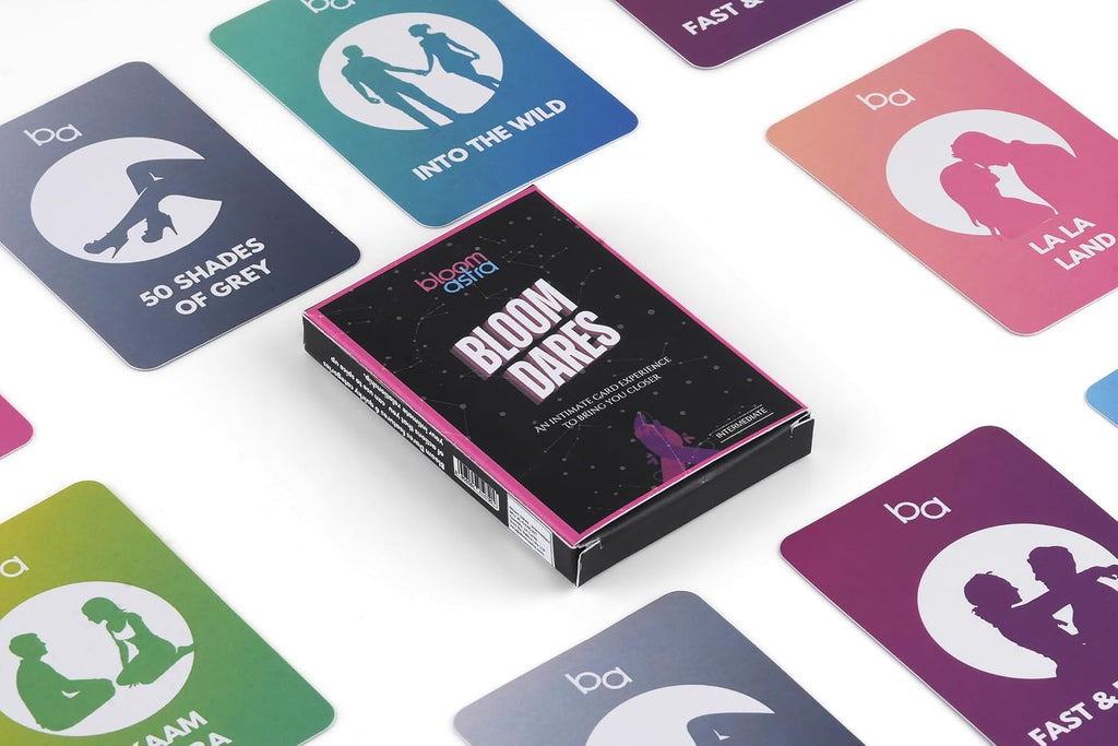 Bloomastra Bloom Dares Card Game for Couples | 24 Cards | 6 Fun Categories Great Conversations & Fun Challenges for Date Night Romantic Gift for Couples (Intermediate)