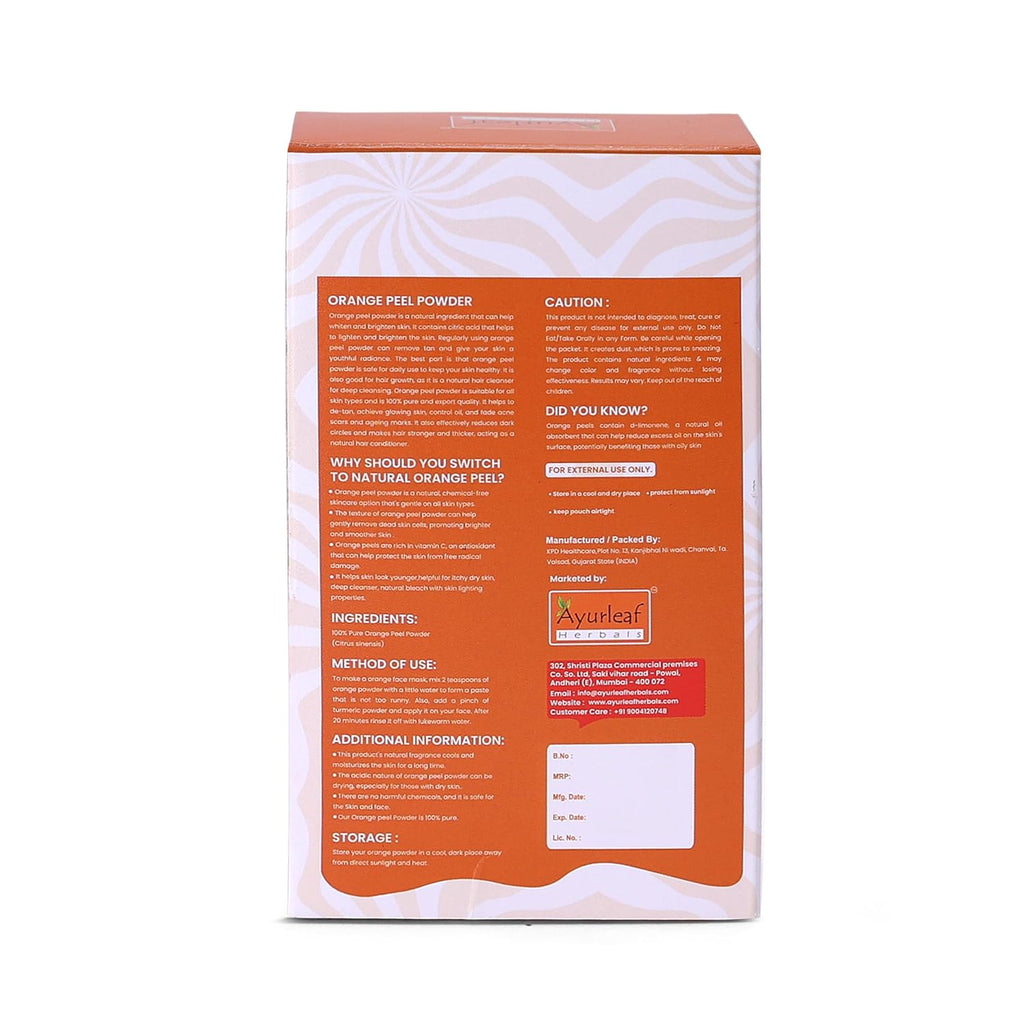 Ayurleaf Herbals Orange Peel Powder | for Skin Lightening Face Pack - 200 Gms