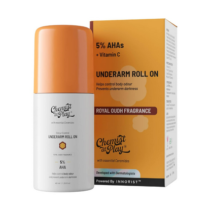 Chemist at Play UnderArm Roll-On with 5% AHA Royal Oudh Fragrance