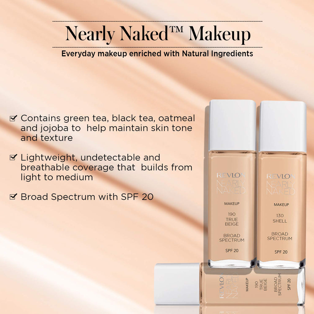 Revlon Nearly Naked Make Up Foundation - True Beige 190, 30ml Bottle