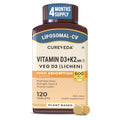 Cureveda Liposomal Vitamin D3 600 IU + Vitamin K2-7 & Turmeric | High Absorption Bone & Heart Support | Promotes Muscle Health & Immunity | 120 Tablets (120 Day Pack)