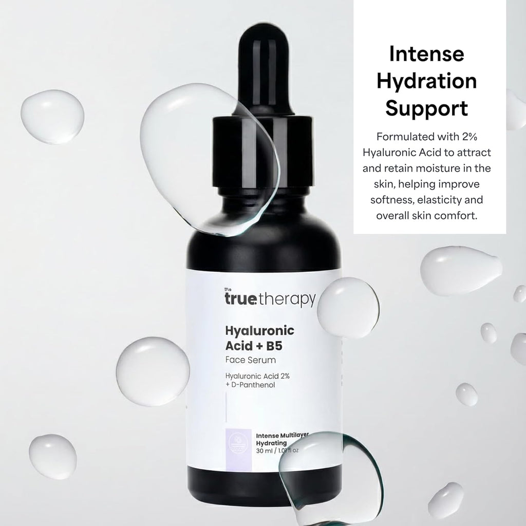 The True Therapy 2% Hyaluronic Acid Serum with Pro-Vitamin B5 - Intense Multi-layer Hydration - Probiotics Xylitol, Dewy Looking Skin, Moisturize, Plump Skin, Reduce Wrinkles, Anti-Aging Serum â€“ 30 ml