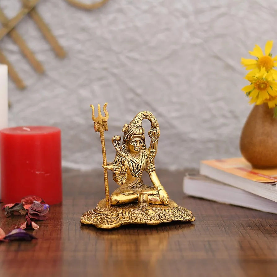 Collectible India Lord Shiva Idol Statue Gold Plated Shiva Idol Showpiece