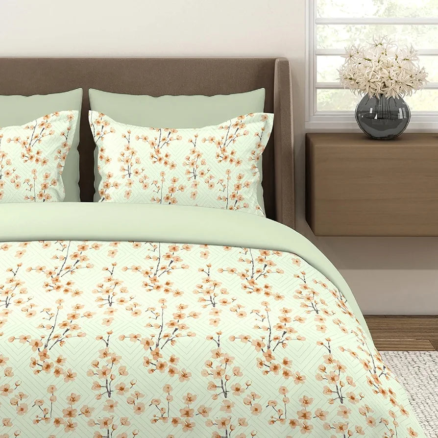 Layers Home Easy Cotton Bedsheet Set for All Seasons Lightweight Moisture Absorbent 144 TC King Size Green