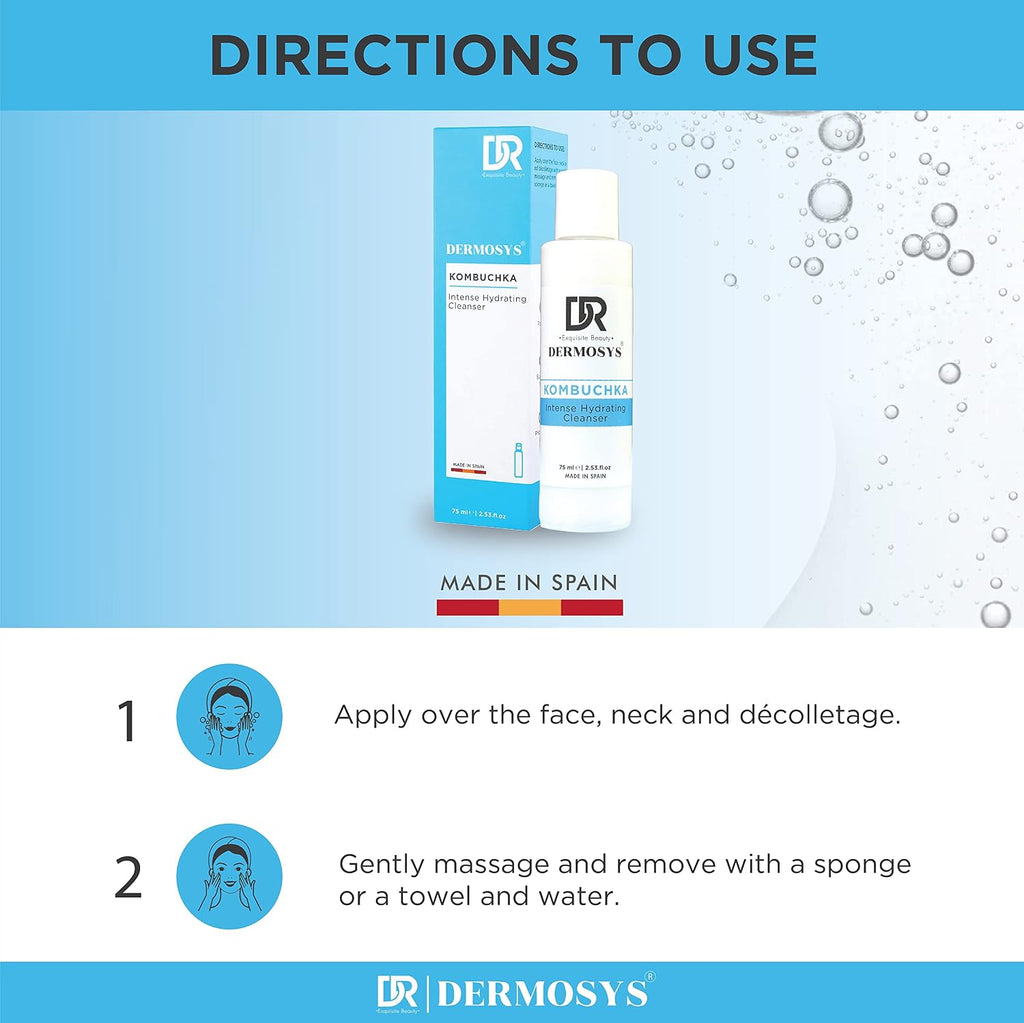 DERMOSYS Hydrating Cleanser for Women & Men | Gently Removes Impurities & Excess Oil | With Kombuchka & Black Tea Extract | Non-Drying Daily Facial Cleanser for All Skin Types â€“ 75ml